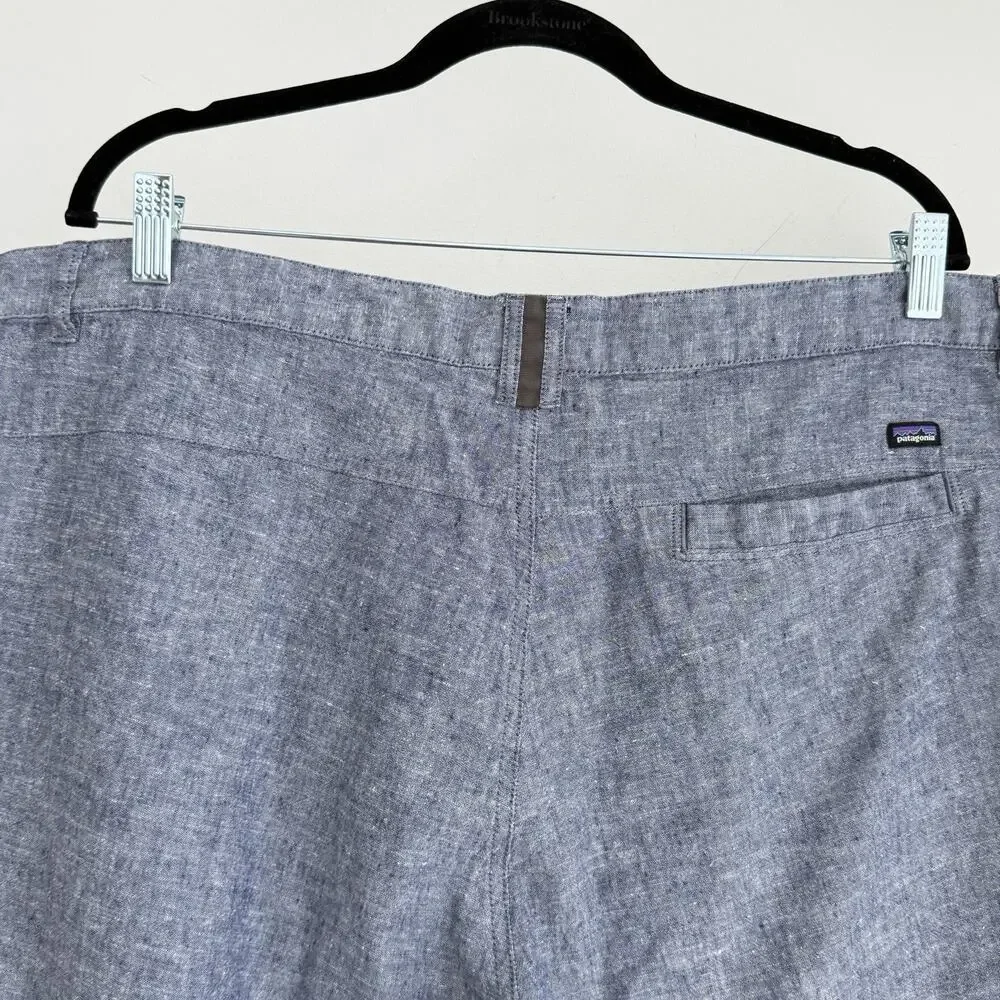 Patagonia Shorts Mens 40 Blue Chambray Hemp Organic Cotton Chino 10'' Inseam